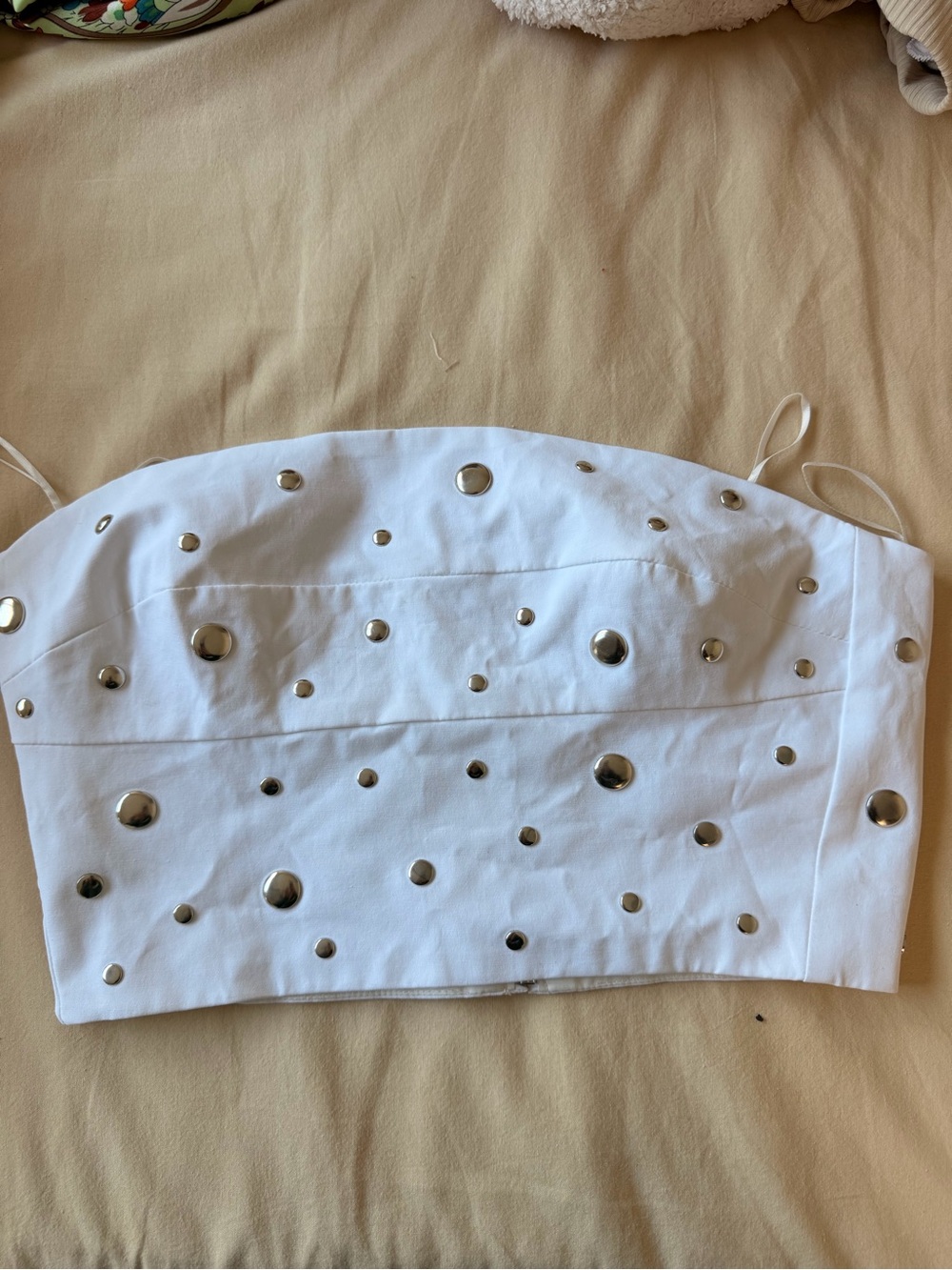 Zara white and Silver Studded Strapless Tube Top - Women - Picture 3 of 5